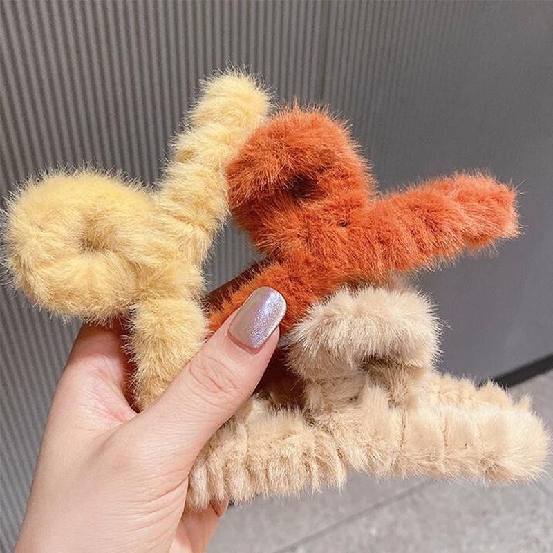 Kẹp tóc đuôi ngựa 11cm phủ lông phong cách Hàn Quốc cho nữ