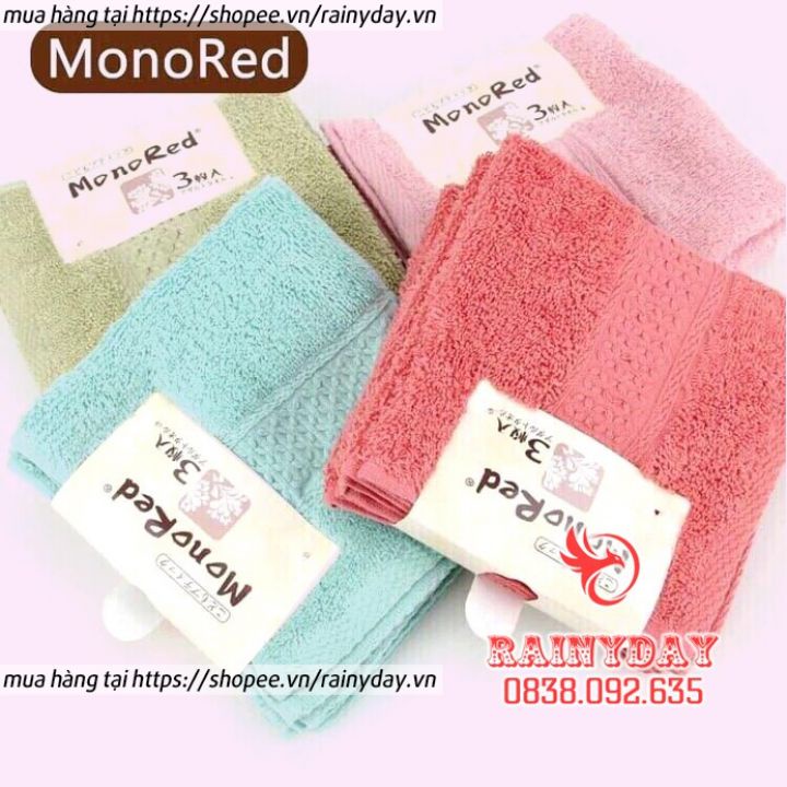 Set 3 khăn mặt monored nhật cotton siêu mềm mịn cho em bé trẻ con lau rửa cho vuông cao cấp