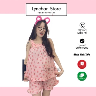 [THANH LÝ] Bộ ngủ nữ🌟Hai Dây🌟 vải đũi Lynchan mát mẻ cực xinh dễ thương nhiều hình xinh