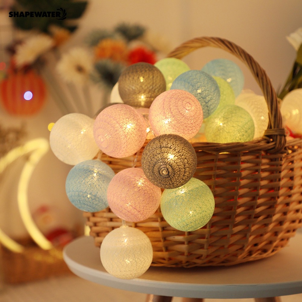 🌟 SHAPE*3m 20 LEDs Cotton Ball Light Lamp Outdoor Christmas Decor