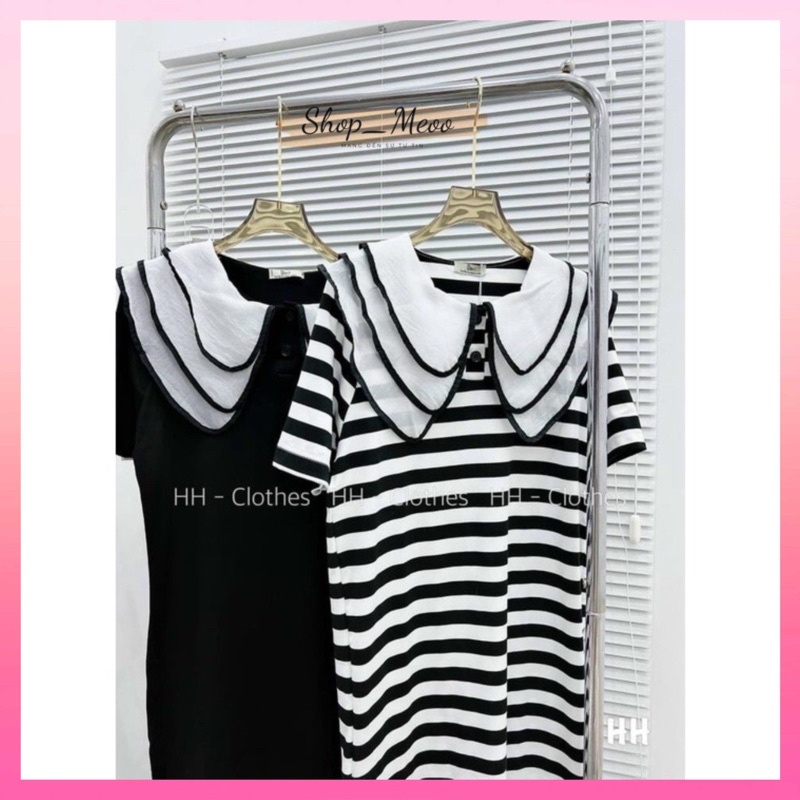 Đầm len suông cổ phối siêu xinh dưới 57kg vừa