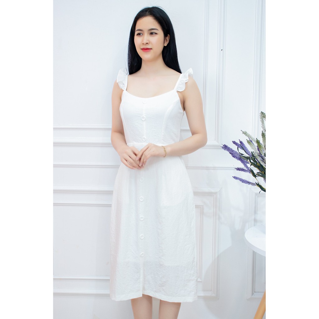 Đầm nữ Trắng Suông Dang A vải Linen cao cấp 2 lớp - Váy 2 Dây kết nút Thiết Kế Dự Tiệc -AMYRA DA060 | BigBuy360 - bigbuy360.vn