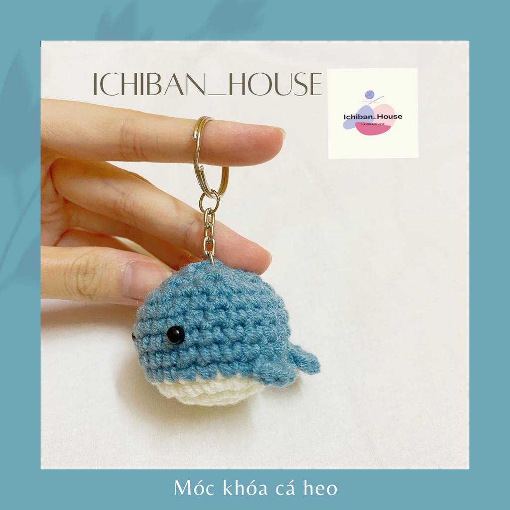 Móc khoá len Cá Heo handmade nhiều màu
