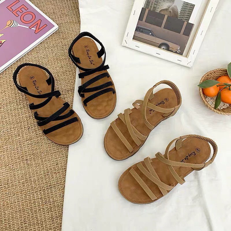 Sandal nữ quai dây chéo đế cao su dẻo xịn hàng QC SẴN HÀNG