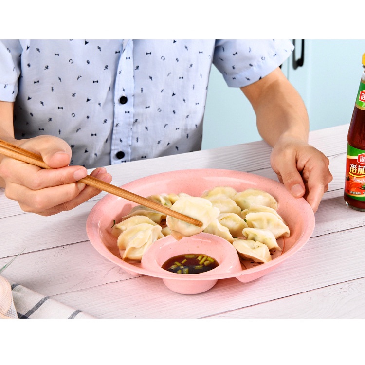 Đĩa Ăn Dặm 2In1 Thoát Nước 2 Tầng + Đựng Gia Vị Nhựa Lúa Mạch An Toàn
