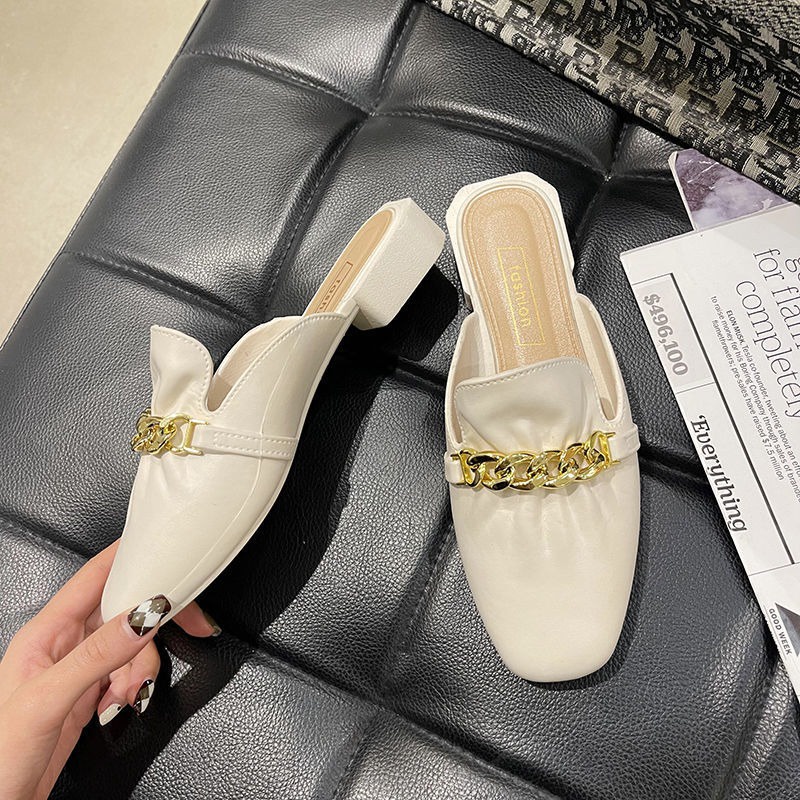 Dép Mũi Vuông Kiểu Dáng Nhún Bèo Màu Sắc Trang Nhã Cực Sang Trọng