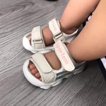 Sandal tập đi cho bé - Dép sandal quai ngang phối nhũ xinh xắn đế gấu chống trơn trượt cho bé trai bé gái mới nhất M6606