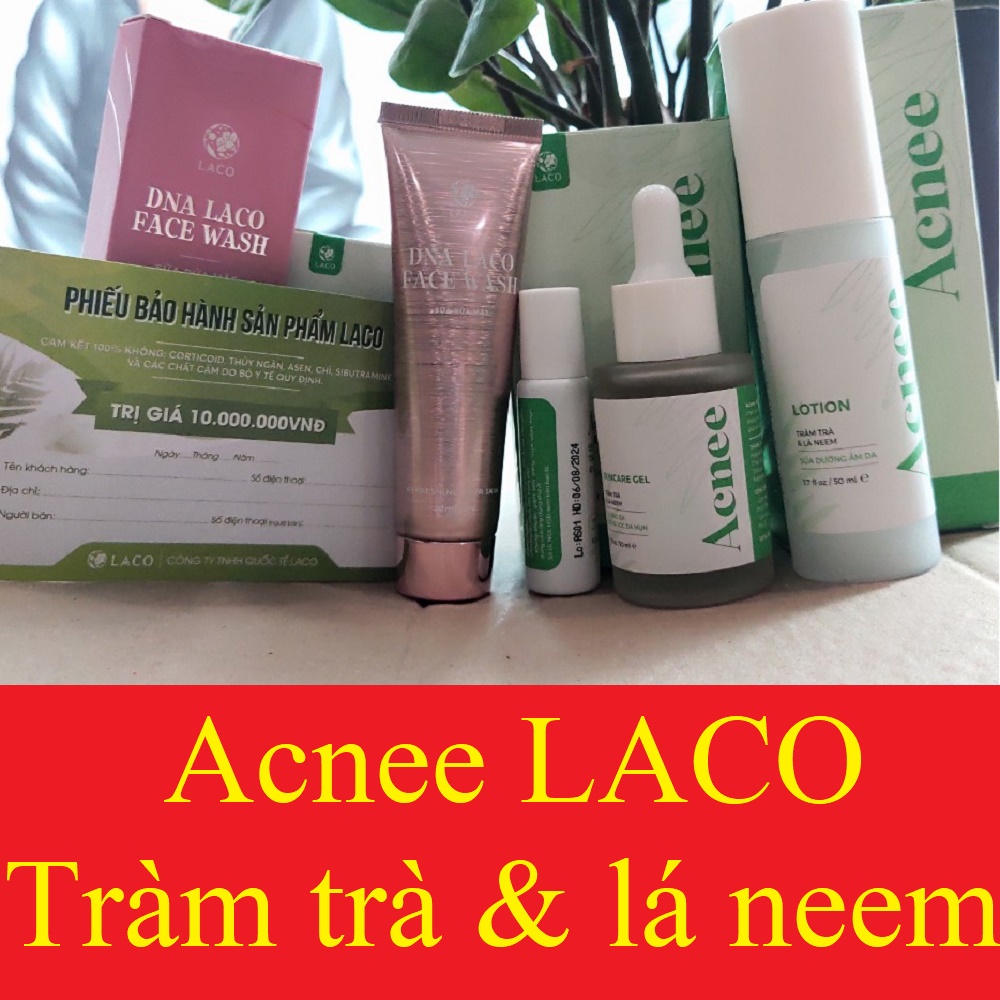 Bộ 3 chăm sóc da mụn LACO Acnee Tràm chà $ lá Neem Serum Skincare lotion - Hỗ trợ Giảm mụn,Ngừa Thâm,Sáng da sau 7 ngày