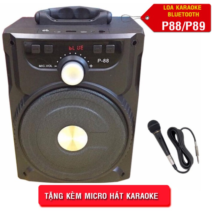 Loa Bluetooth Karaoke Xách Tay Di Động P88 P89 Tặng Kèm Micro CÓ DÂY màu ngẫu nhiên
