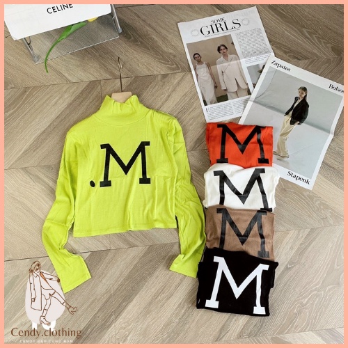 [Hàng Cao Cấp Loại 1 + Ảnh Thật] Áo Crop Top Tay Dài Chữ M Cendy Clothing Trẻ Trung - CD125