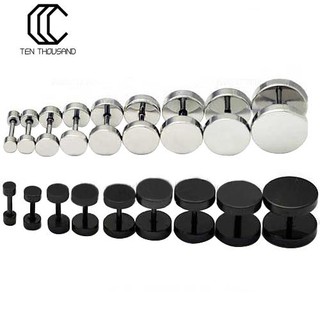Đôi bông tai dạng xỏ hình thanh tạ inox phong cách Punk Gothic cho nam