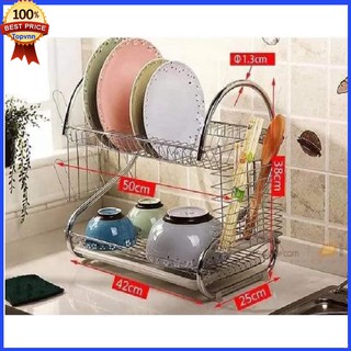 Kệ úp bát đĩa inox 2 tầng