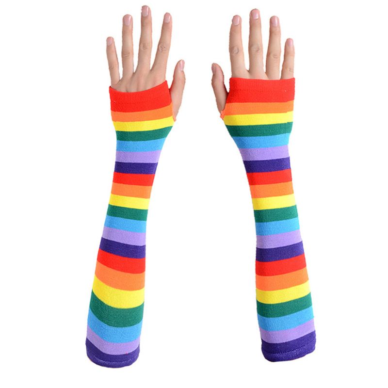 Set 3 Đôi Găng Tay Và Vớ Dài Màu Sắc Cầu Vồng Xinh Xắn Dành Cho Bé Gái