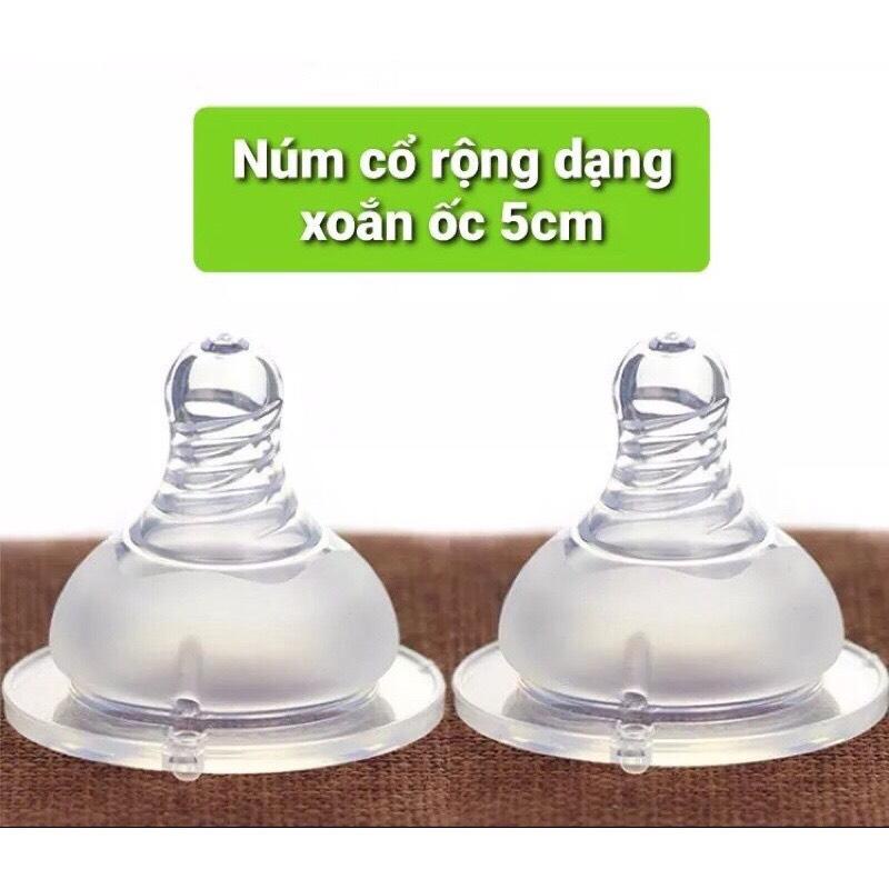 Núm ti cổ rộng cao cấp Plus - ngang cổ 5cm phụ kiện cho bình sữa Pigeon - Lansinoh - GB Baby - Kichi