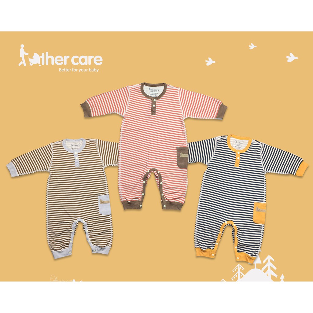 Body sơ sinh FatherCare DT Nẹp trụ - Kẻ phối túi FC807