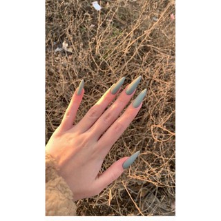 Bộ móng Tay giả Sơn Gel màu Xanh nhạt nhám