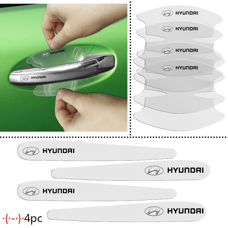 Set 8 miếng dán bằng TPU bảo vệ tay nắm cửa dành cho xe hơi Hyundai I10 Kona Getz Accent Elantra Sonata Tucson