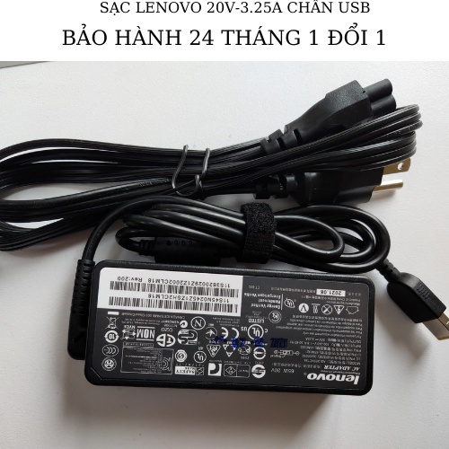 Sạc Laptop Lenovo 20V-3.25A 65W chân Vuông - USB Lenovo T440 g40-70 g50-70 G500 T540 G400 G410 G500 X240 X250 X260