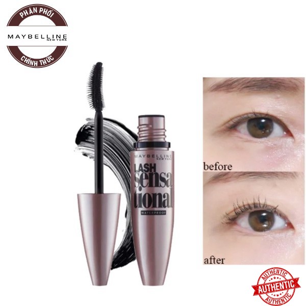 [Mã giảm giá] Mascara Làm Tơi Mi, Nâng Mi Maybelline Lash Sensational Waterproof 10ml