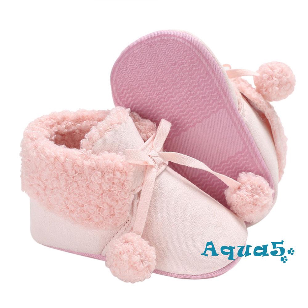 ✿ℛNewborn Prewalker Baby Warm Winter Snow Boots Toddler Soft Sole Boots Crib Shoes
