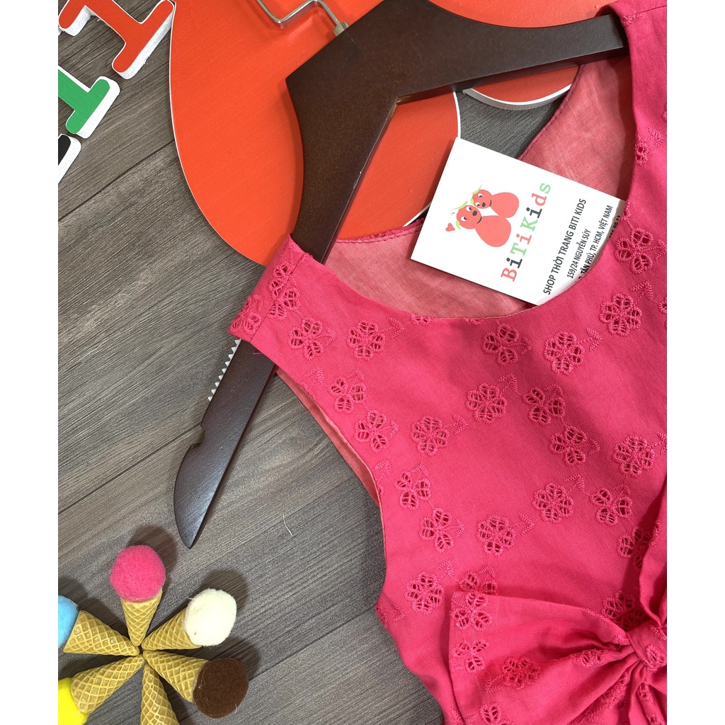 Đầm bé gái,váy trẻ em mùa hè hàng thiết kế ,BITIKIDS, họa tiết boi thêu cotton size 1-6 tuổi .