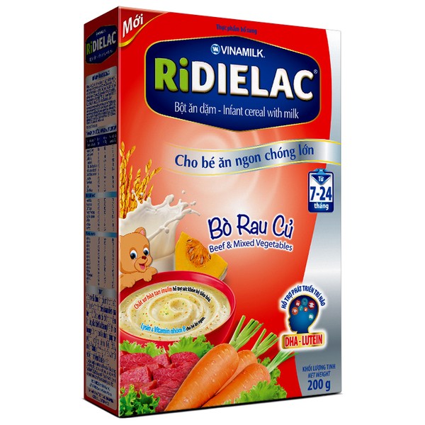 Bột ăn dặm Ridielac Bò Rau Củ cho trẻ từ 7-24 tháng 200g