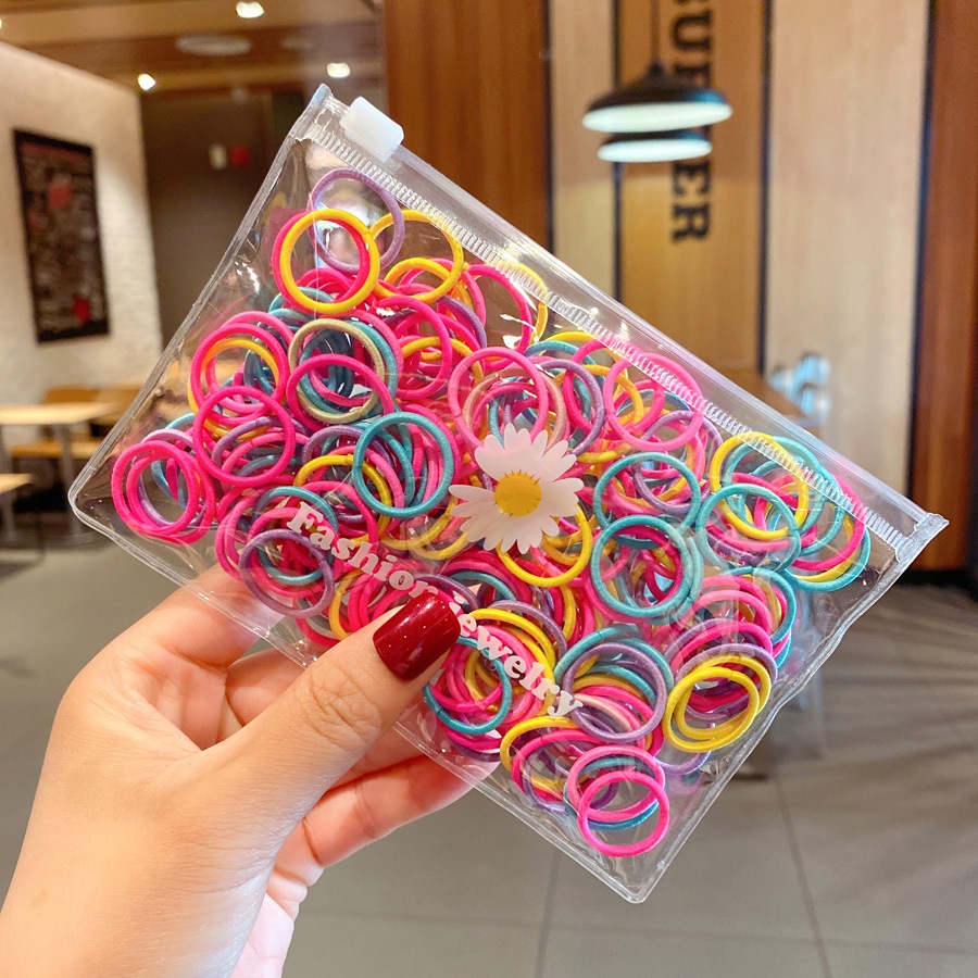 Set 100 Dây Buộc Tóc Nhiều Màu Sắc Phong Cách Hàn Quốc Cho Nữ