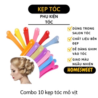 [Có sẵn] Kẹp Mỏ Vịt - Combo 10 Cái Kẹp Tóc Mái Mỏ Vịt Nhựa Chia Xước Tóc Khi Nhuộm 8646