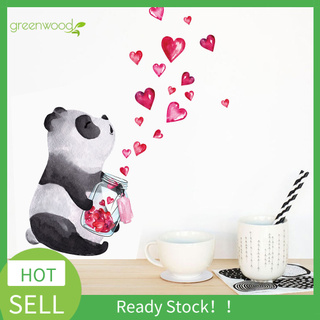 Miếng Dán Tường Trang Trí Hình Gấu Trúc Và Trái Tim Dễ Thương