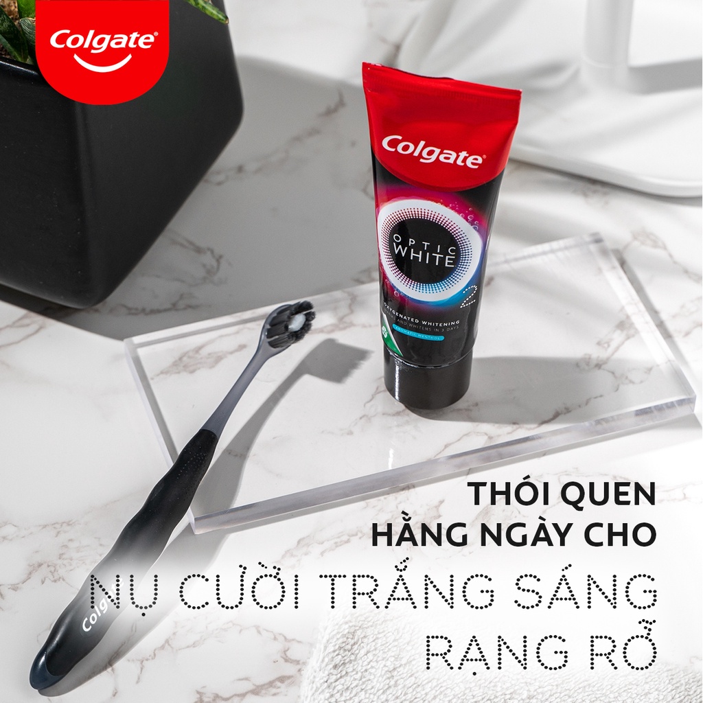 Bộ 2 Kem Đánh Răng Colgate Optic White O2 Oxy Hoạt Tính trắng răng 3 ngày 85g