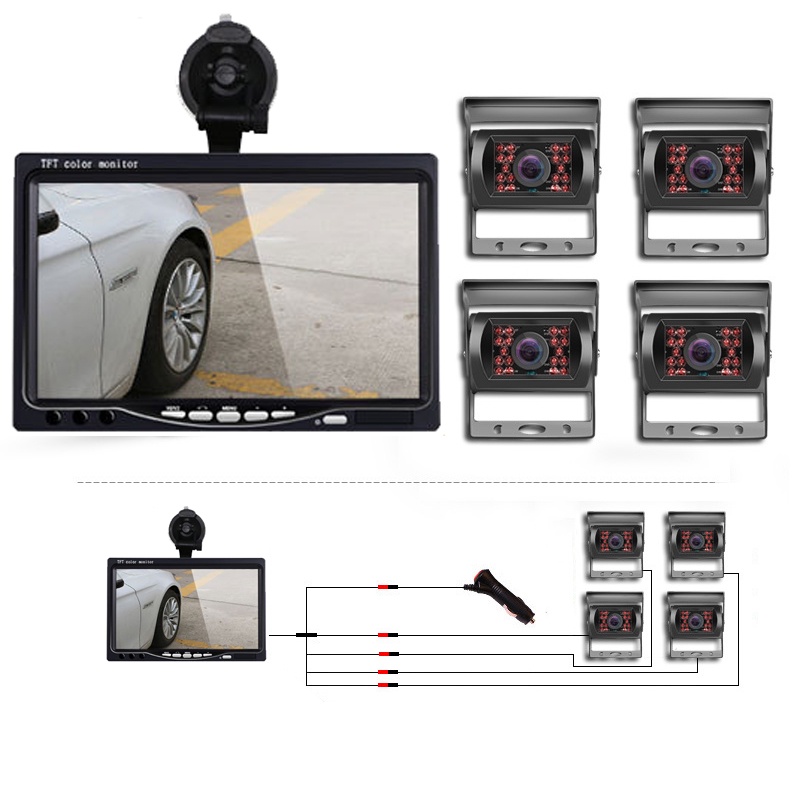 OTNKT Combo 4 camera quan sát xe tải + màn hình 7 Inch