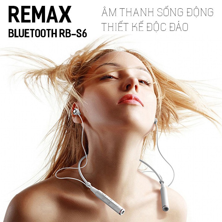 [ Giá siêu rẻ,chính hãng ] Tai nghe Bluetooth Remax RB-S6 / Remax S6 thể thao choàng cổ có 2 đầu hít nam châm