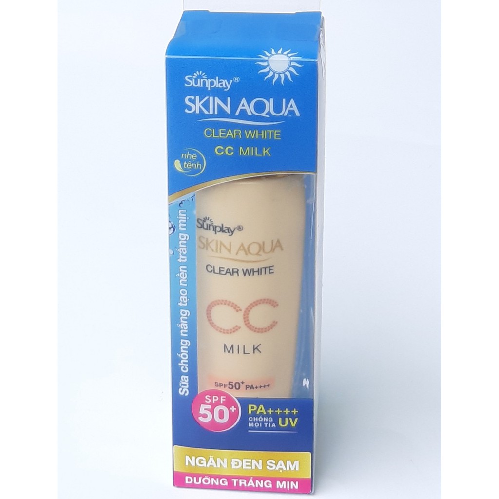 Sữa chống nắng tạo nền trắng mịn Sunplay Skin Aqua Clear White CC Milk SPF50+, PA++++