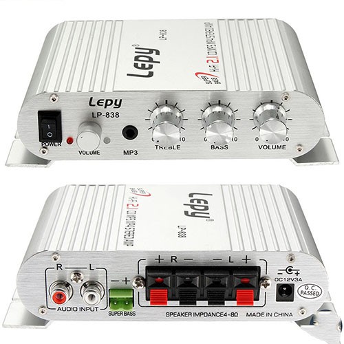 Ampli mini công suất Lớn, âm ly âm thanh siêu hay Lepy LP-838 + nguồn 12v3a xịn