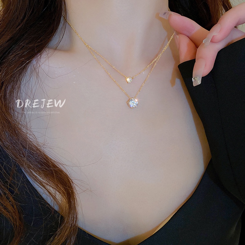 DREJEW Dây Chuyền Mặt Hình Học Mạ Vàng Thật Mạ Điện Zircon Phong Cách Nhật Hàn Thời Trang Chất Lượng Cao Dễ Phối Đồ