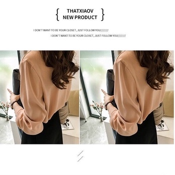 Áo Sơ Mi Baju Kemeja Perempuan Tay Dài Màu Trơn Dáng Rộng Vải Voan Thời Trang Công Sở Cho Bạn Gái