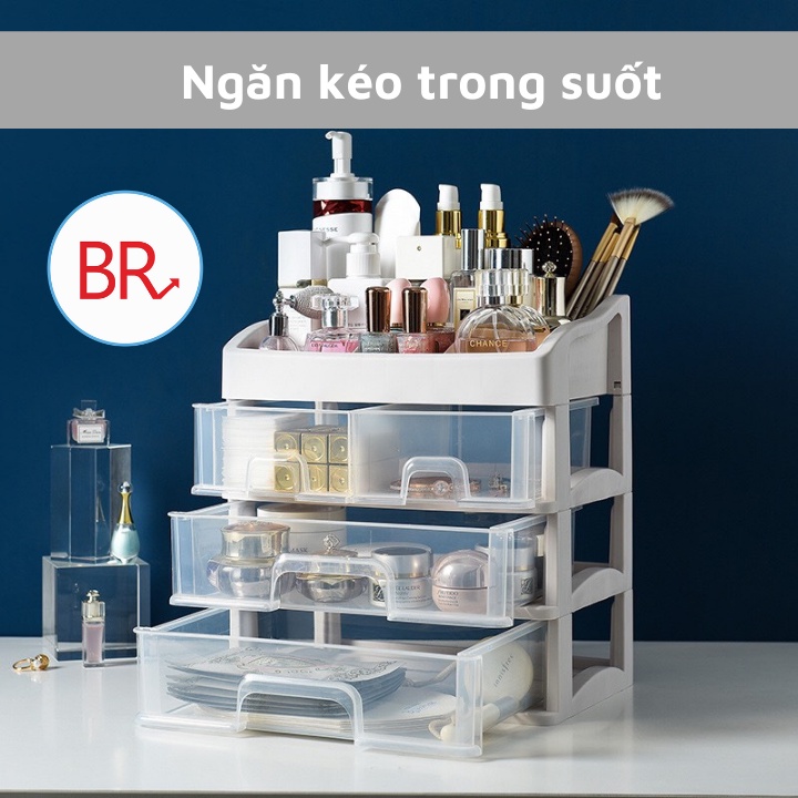 Kệ mỹ phẩm 4 tầng trong suốt để bàn xinh xắn - Kệ đựng đồ trang điểm mini để bàn nhỏ gọn Br 01696
