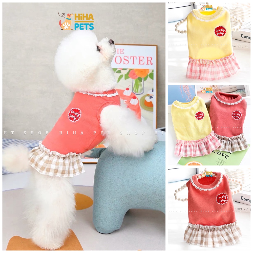 Váy Cho Chó Mèo Vải Thun 100% Cotton Mát Mẻ Quần Áo Thú Cưng Ba Lỗ Mùa Hè Dễ Thương Hihapet.