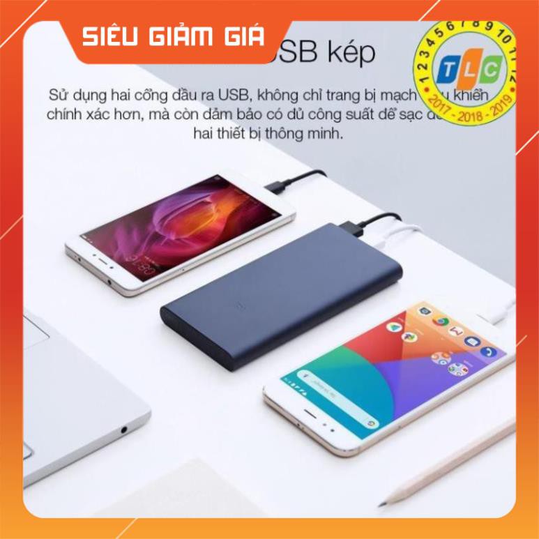 Pin Sạc Dự Phòng Xiaomi Gen 2S Version 2018 10000 mAh 2 Cổng USB Hỗ Trợ QC 3.0 - Hàng Chính Hãng