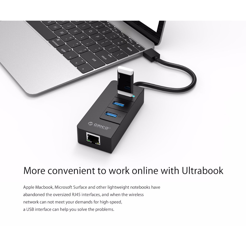 Bộ Chia USB 3.0 ORICO HR01-U3-V1 3 Cổng USB + 1 Cổng Lan Giga - HUB USB 3Port + USB to Lan Giga