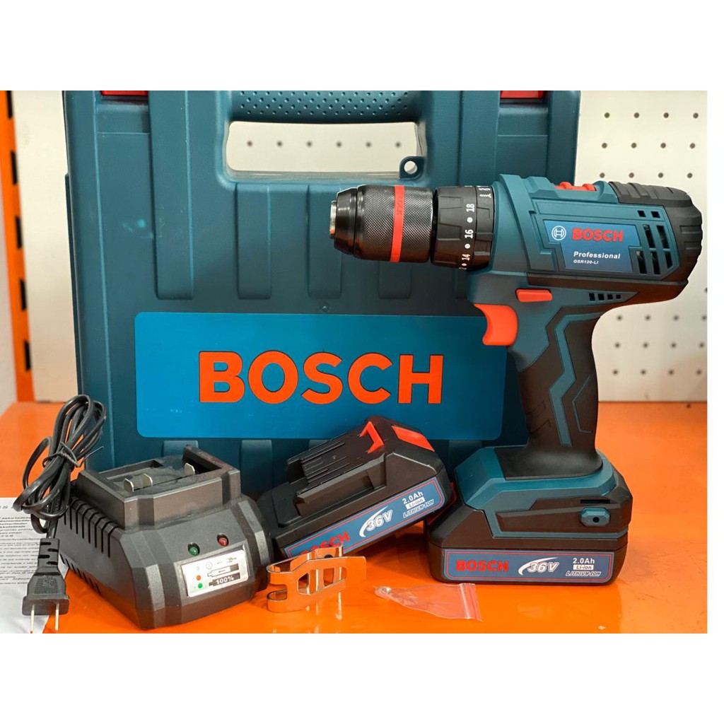 Máy khoan pin Bosh 36V có búa-Đầu kẹp kim loại cỡ lớn 13mm-2 Pin khủng 2 A.h-Bảo hành 6 tháng