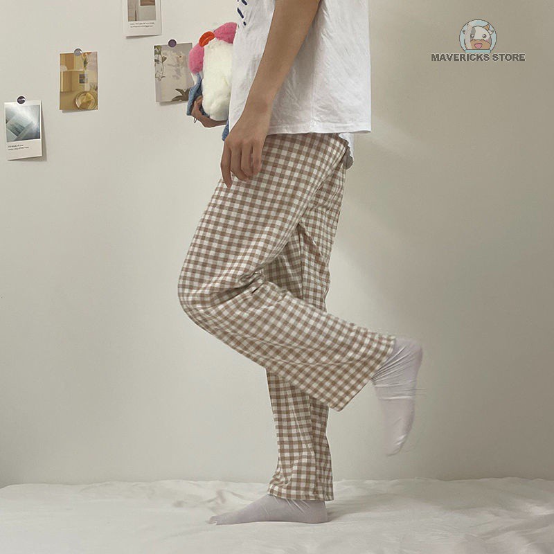 Quần dài dáng rộng họa tiết caro phong cách Hàn Quốc | BigBuy360 - bigbuy360.vn