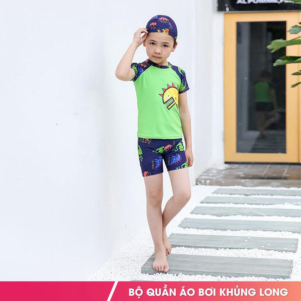 Bộ quần áo bơi ngắn tay cho bé 3-9 tuổi, đồ bơi trẻ em mẫu khủng long mới 2019