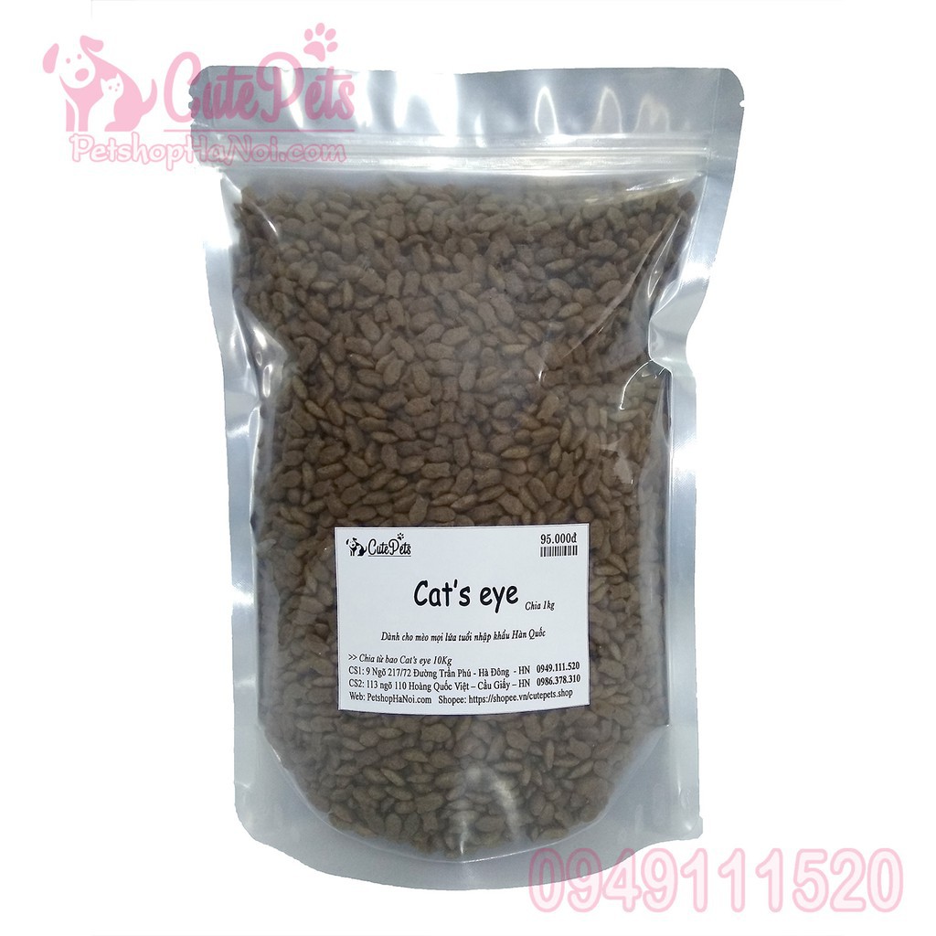[ Thức ăn ] cho mèo Cat's Eye túi zip chia 1kg -Phụ kiện chó mèo Chew petshop