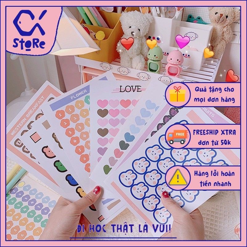 Set 20 sticker hoạt hình Cá store dùng để trang trí, làm quà tặng