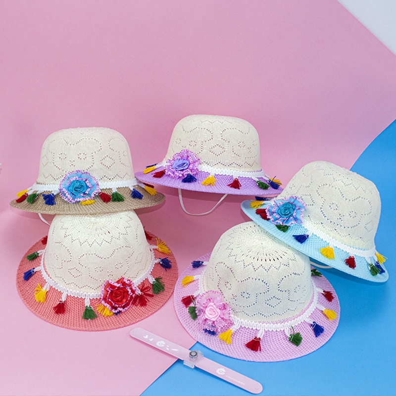 Mũ Chống Nắng Thoáng Khí Có Tua Rua Cho Bé 2-7 Tuổi