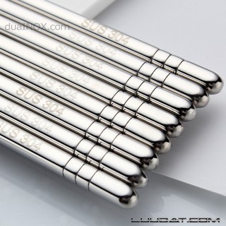 Đũa ăn cơm inox 304 xịn an toàn không trơn trượt đầu tròn (bộ 10 đôi)