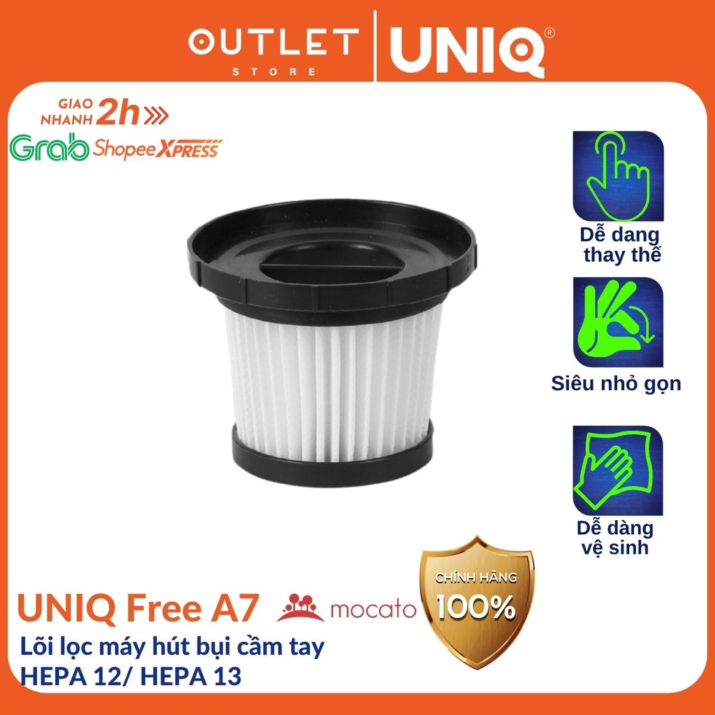 Lõi lọc HEPA 12/ HEPA 13 dành cho máy hút bụi cầm tay không dây gia đình UNIQ Free A7 mini lực hút mạnh sử dụng pin sạc