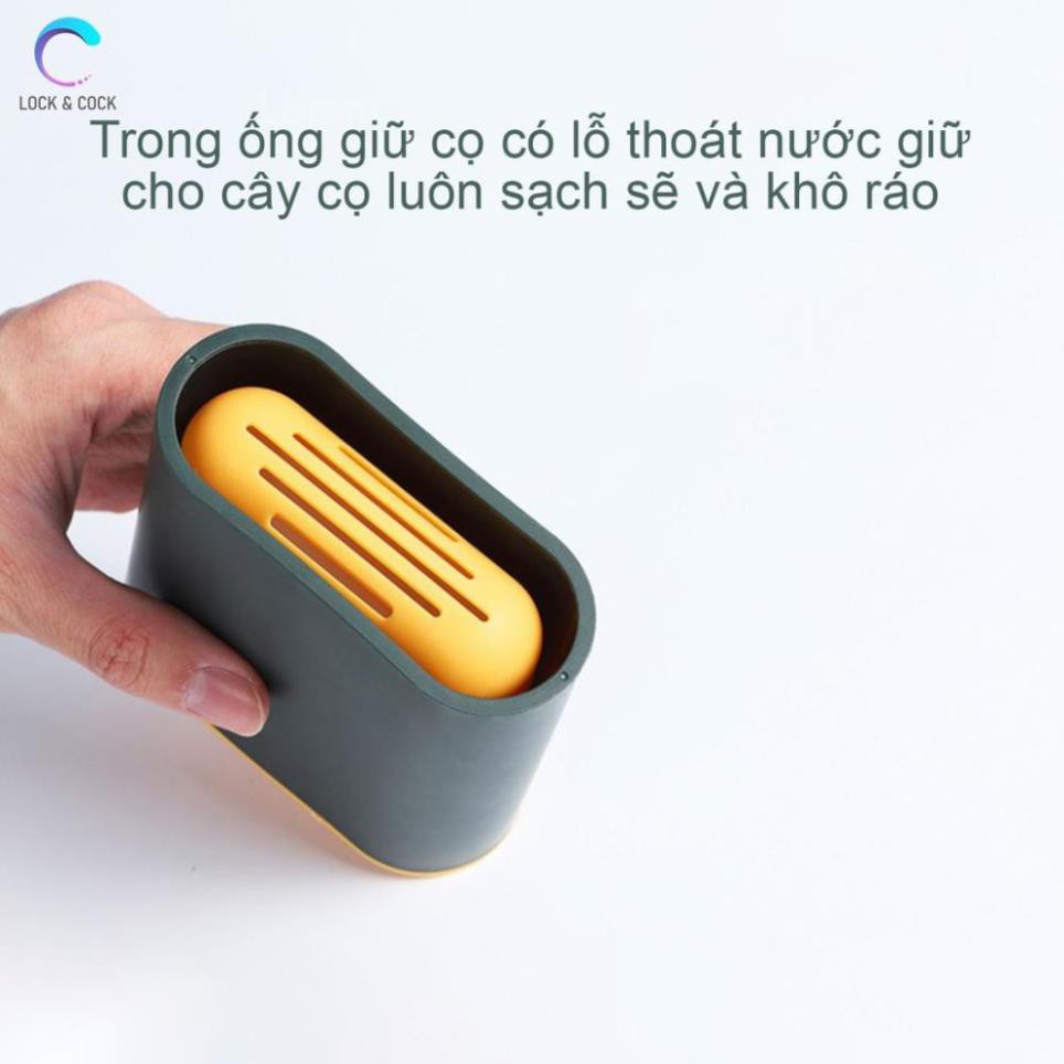 [XẢ KHO+FREE SHIP] Cọ vệ sinh silicon có cán gán tường và hộp đựng cọ siêu sạch