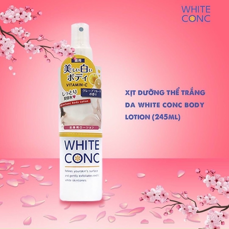 Xịt Dưỡng Trắng Da White Conc Body Lotion Vitamin C 245ml Nhật Bản